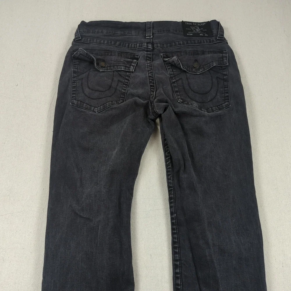 True Religion Jeans Mens 36x31 Black Ricky Relaxed Straight Flap Pocket